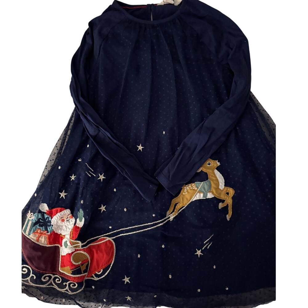 Mini Boden blue tulle santa dress size 7/8